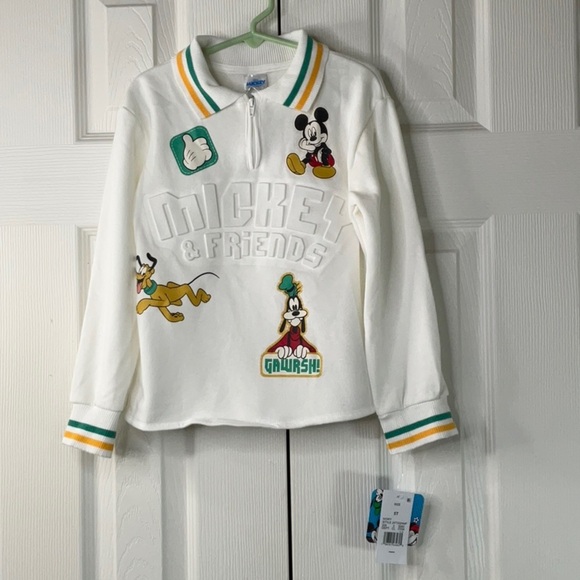 Disney Micky Mouse & Friends Collar Quarter Zip Fleece Pullover Size 5T - Picture 1 of 10